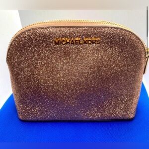 MK Glitter Glam Jet Set Travel Medium Leather Pouch MICHAEL KORS